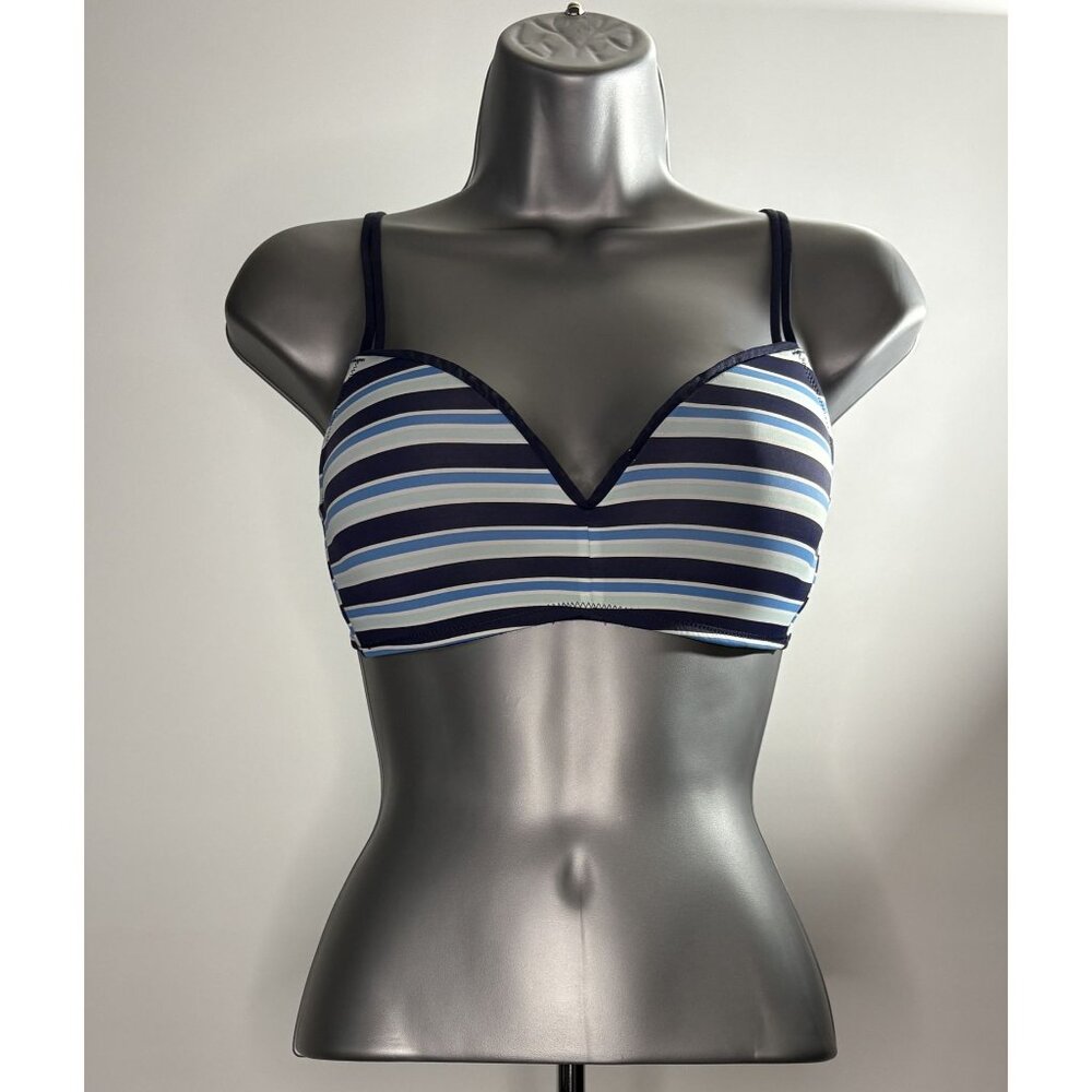 Aerie Sporty Blue White Navy Striped Sporty Lingerie Bra Nautical Cup Size 34C - Picture 2 of 14